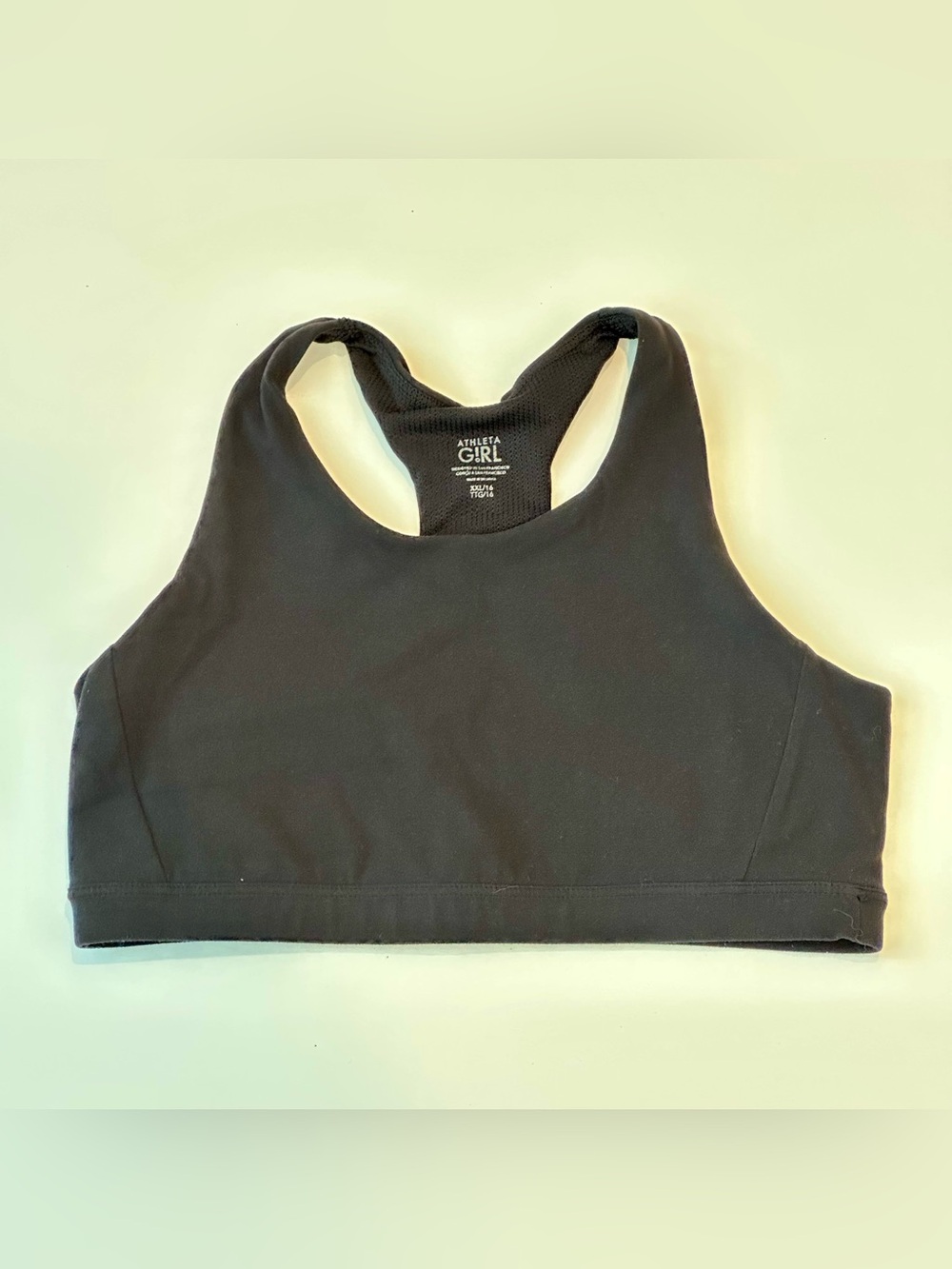 Athleta Girl Black Cloud Racerback Sports Bra Keyhole Cutout Size XXL 16